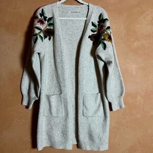 Boundless North Felted Floral Cardigan Small Cottagecore Boho Longline Sweater